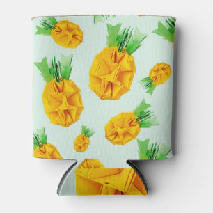 Porta-lata Origami Pineapple: Design amarelo tropical