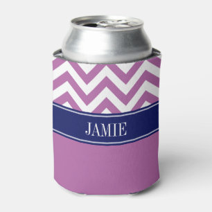 Porta-lata Orquídea Roxo Branco LG Chevron Azul-Marinho Nome