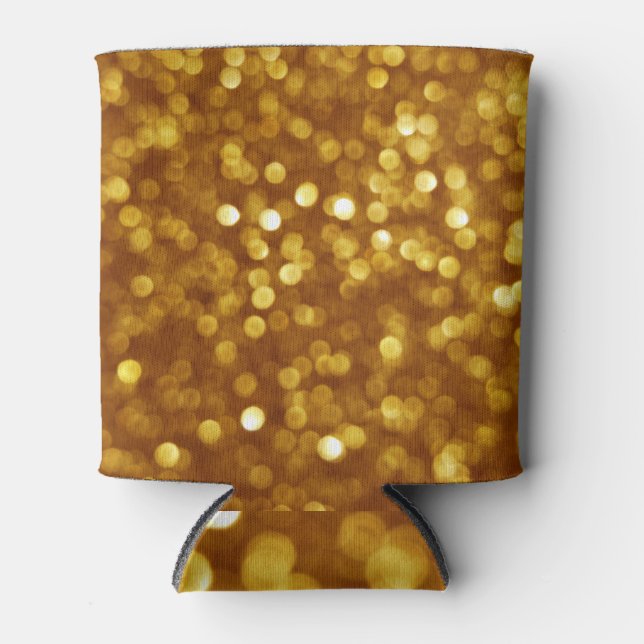 Porta-lata Ouro desfocado, textura brilhante. (Frente)