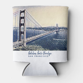 Porta-lata Ouro Gate Bridge San Francisco Watercolor Art