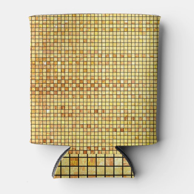 Porta-lata Ouro mosaico, fundo abstrato. (Frente)