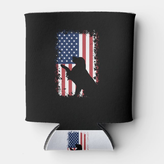 Porta-lata Ouro Retriever American Flag Silhouket (Frente)