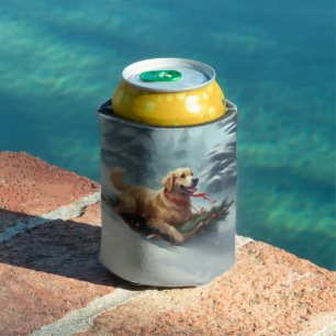 Porta-lata Ouro Retriever Natal Inverno