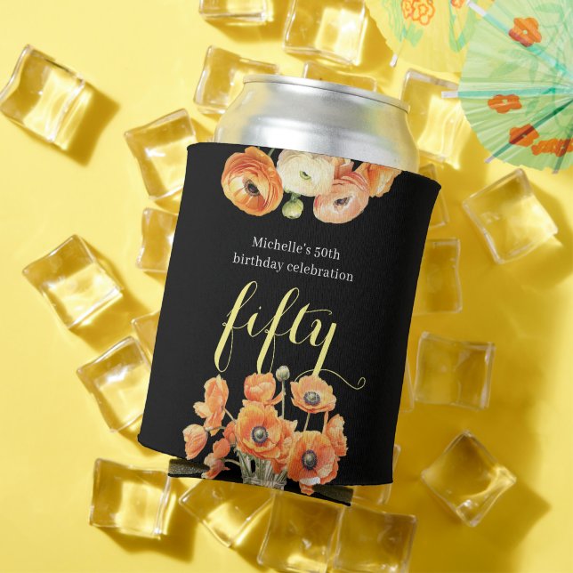 Porta-lata Outono 50º Blossom Laranja Festa de aniversário (Verão in situ)