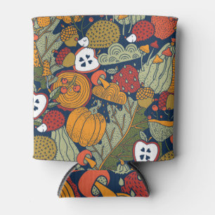 Porta-lata Outono, bolinhas, vintage, padrão perfeito.