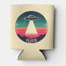 Porta-lata OVNI Retro Vintage ao Pôr do Sol Personalizado