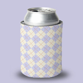 Porta-lata Padrão Argyle Roxo Pastel em Diamantes Amarelos