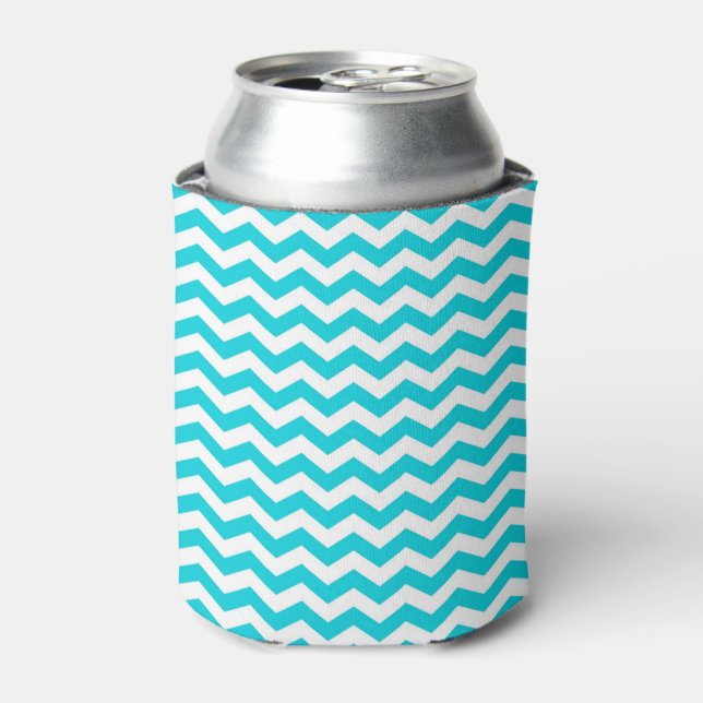 Porta-lata Padrão branco e Aqua Zig Zag (Can Front)