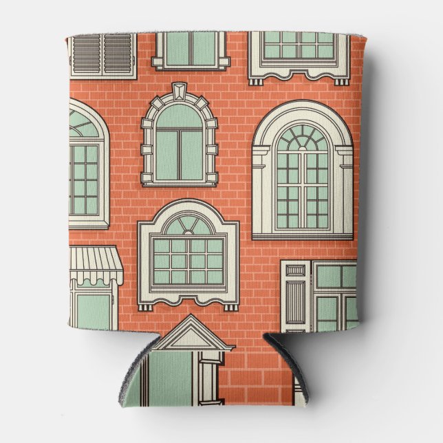 Porta-lata Padrão Cênico da Janela Vintage (Frente)