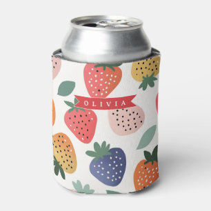 Porta-lata Padrão Colorido de Morango de Verão Personalizado