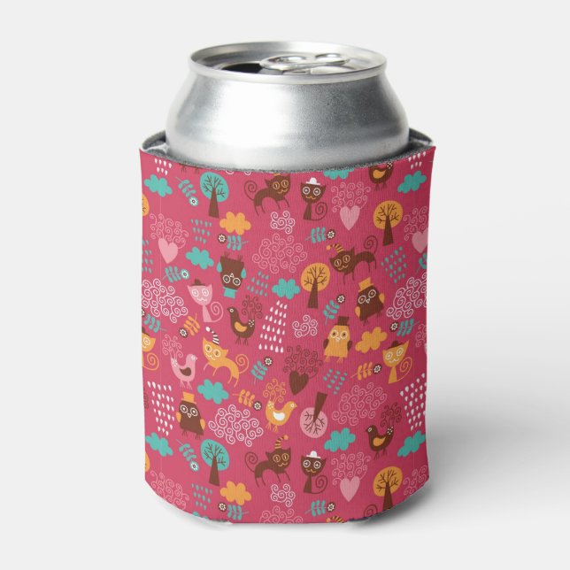 Porta-lata Padrão com pássaros e gatos bonitos (Can Front)