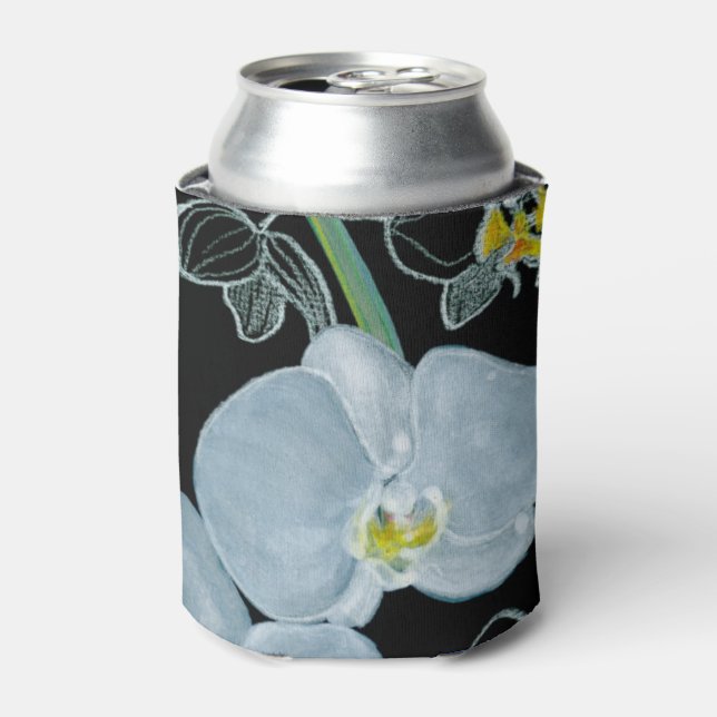 Porta-lata Padrão das Orquídeas Brancas da Aquarela (Can Front)