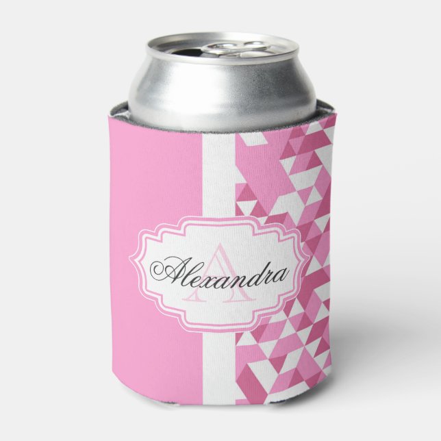 Porta-lata Padrão de Abstrato cor-de-rosa (Can Front)