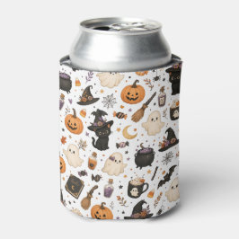 Porta-lata Padrão de aquarela de Halloween fofo com gatos pre