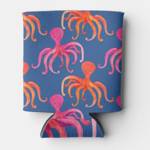 Porta-lata Padrão de Aquarela de Octopus de Cartoon Colorida
