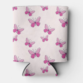 Porta-lata Padrão de borboleta rosa-branca