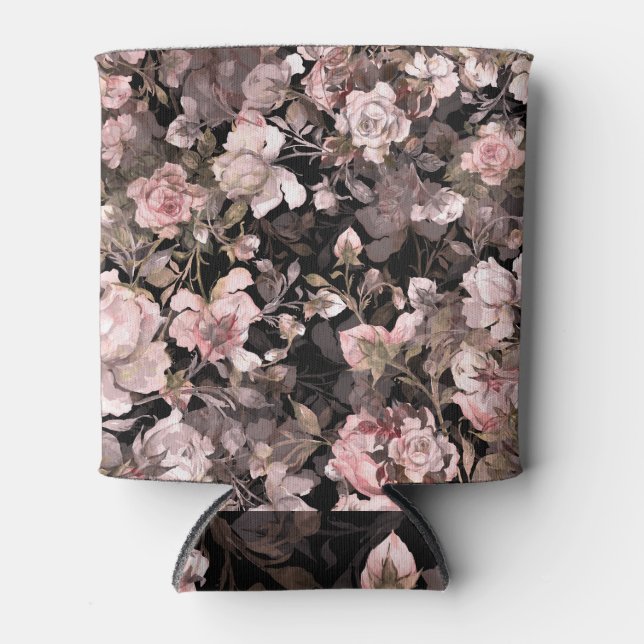 Porta-lata Padrão de Buquê de Bud de Rosa de Aquarela (Frente)