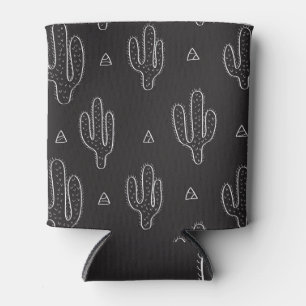 Porta-lata Padrão de Cactus Preto Desenhado à Mão