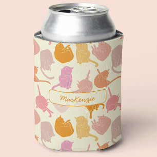 Porta-lata Padrão de Cat Cor de Rosa Personalizada