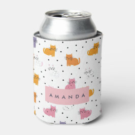 Porta-lata Padrão de Cat Playful Personalizado com Bolinhas