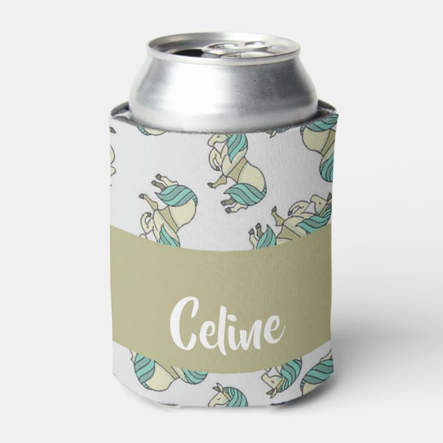 Porta-lata Padrão de cavalos fofos de nome personalizado (Can Front)