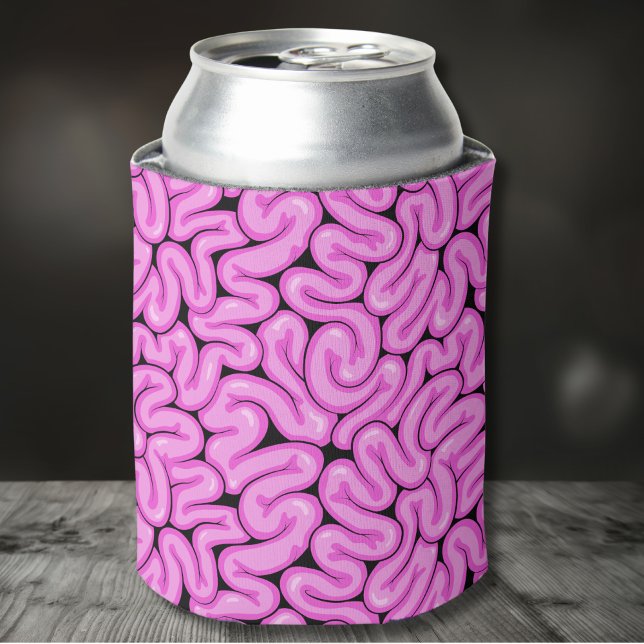 Porta-lata Padrão de Cérebro de Zumbi (Cute Fun Pink Zombie Brain Pattern Happy Halloween Can Cooler)