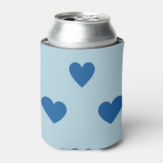 Porta-lata Padrão de Coração Simples Azul (Can Front)