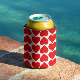 Porta-lata Padrão de Coração Vermelho, Romântico, Amor