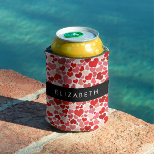 Porta-lata Padrão De Corações, Corações Vermelhos, Amor, Seu 