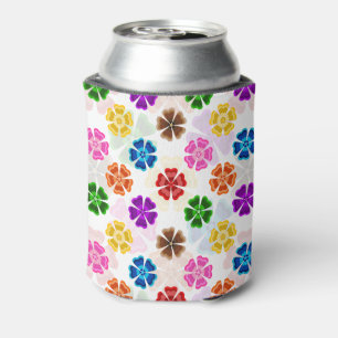 Porta-lata Padrão de Corações de Amor Colorido em Branco