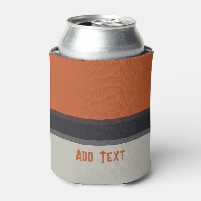 Porta-lata Padrão de Faixa Vermelha Laranja de Marinho Cinza  (Can Front)