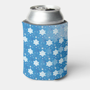Porta-lata Padrão de flocos de neve de cor azul e branca