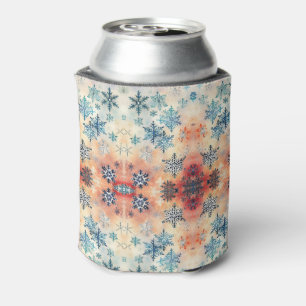 Porta-lata Padrão de Flocos de Neve Vintage - Resfriador de L