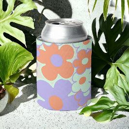 Porta-lata Padrão de Flor Y2K 70s - Verso Púrpura Laranja Azu