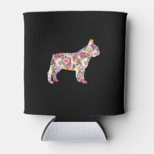 Porta-lata padrão de flores de buldogue francês presente d