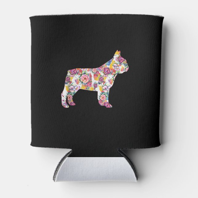 Porta-lata padrão de flores de buldogue francês| presente de  (Frente)