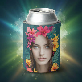 Porta-lata Padrão de flores Pop dois rostos