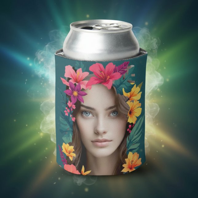 Porta-lata Padrão de flores Pop dois rostos (Criador carregado)