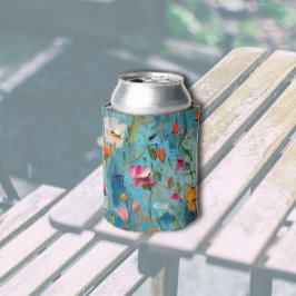 Porta-lata Padrão de Flores Texturizadas