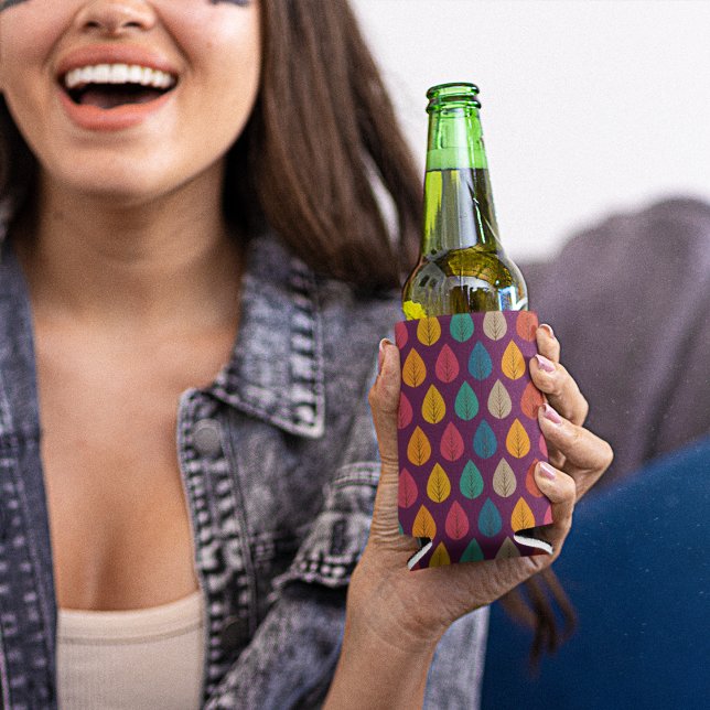 Porta-lata Padrão de Folhas de outono (leaves can cooler)