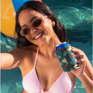 Porta-lata Padrão de Folhas Tropicais