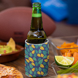 Porta-lata Padrão de Folhas Verde e Amarelo