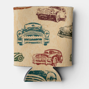 Porta-lata Padrão de Fundo da Ilustração do carro vintage