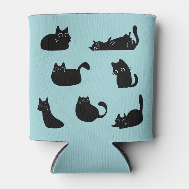 Porta-lata Padrão de Gatos Pretos (Frente)