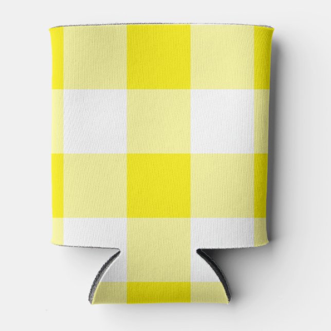 Porta-lata Padrão de Gingham Amarelo (Frente)