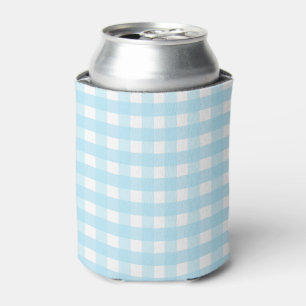 Porta-lata Padrão de Gingham Azul Pastel