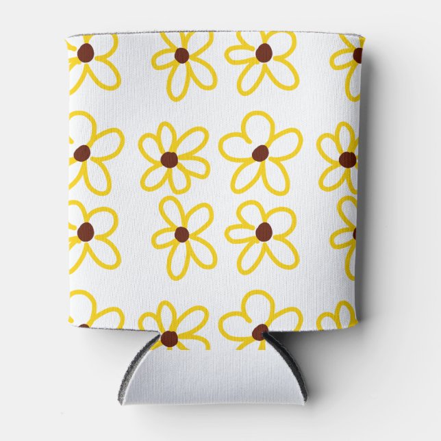Porta-lata Padrão de girassol castanho-amarelo ventre floral  (Frente)
