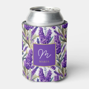 Porta-lata Padrão de Lavanda Roxo Incrível Monograma