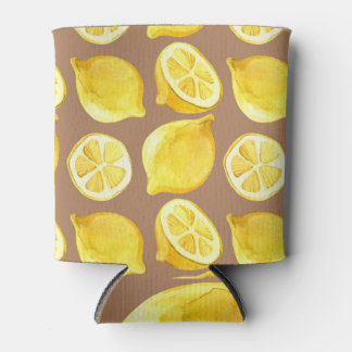 Porta-lata Padrão de limão de cor d'água sem costura, vibrant