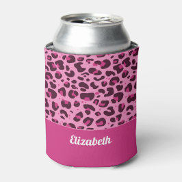 Porta-lata Padrão de mancha-leopardo rosa-tendências com nome